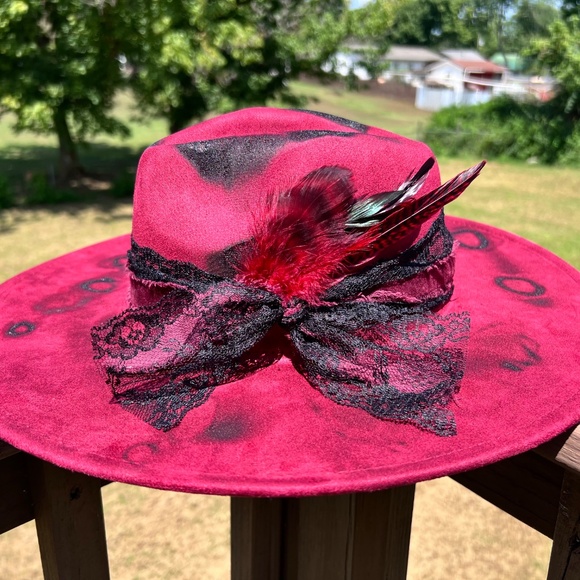 Distressed Mushroom Burned Hat, Flat Brim Suede Hat, Cottage Core Burned Hat - Picture 2 of 4